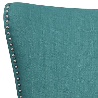 Heirloom Teal High-Back Accent Chair with Studded Trim