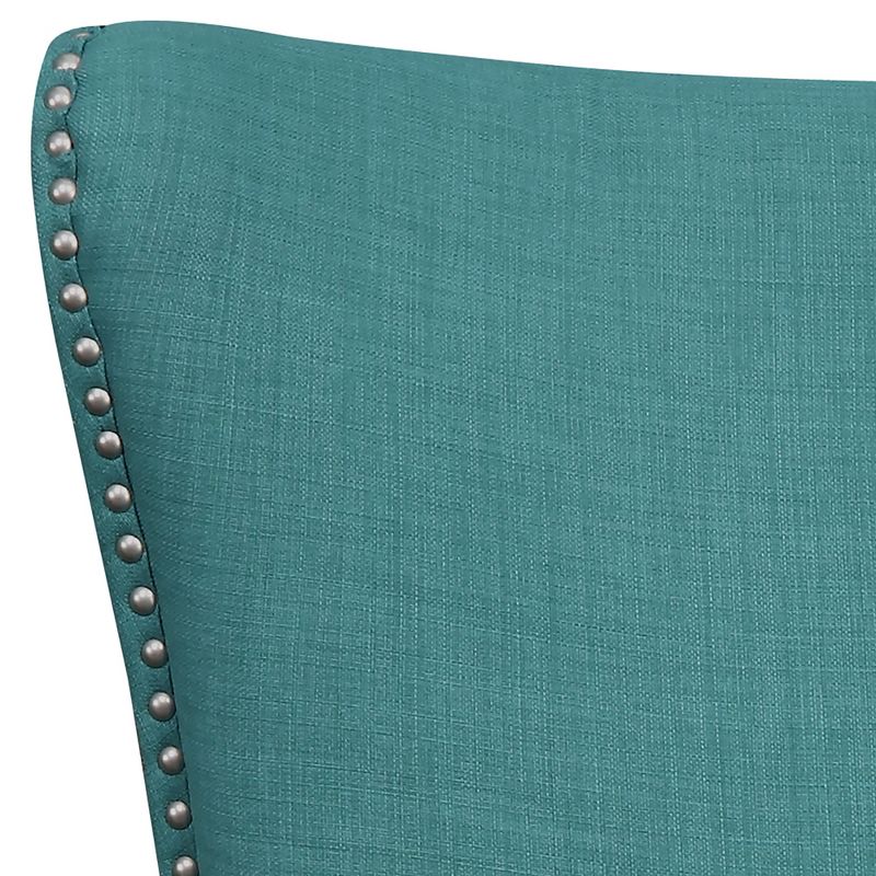 Heirloom Teal High-Back Accent Chair with Studded Trim