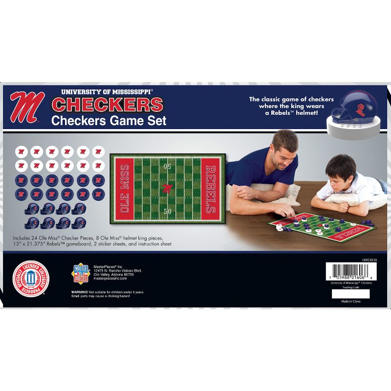 MasterPieces Officially licensed NCAA Ole Miss Rebels Checkers Board Game for Families and Kids ages 6 and Up, 3 of 6