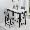 CIPACHO Modern Dining Table and Chairs for 2, Marble Finishes Dining Table Set with 2 Upholstered Chairs, Rustic Black, Grey Chair - 4 of 4