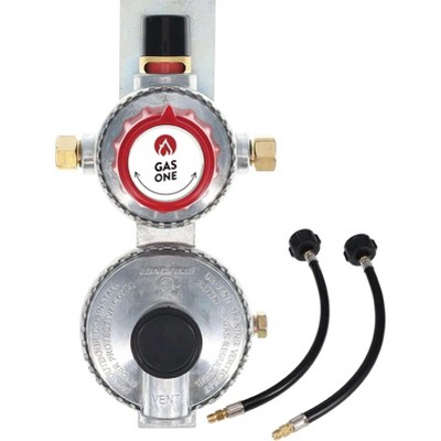 GasOne 2-Stage Auto Changeover LP Propane Gas Regulator With Two 12 Inch Pigtails - RV Propane Regulator for 2 tanks for RVs, Vans, Trailers