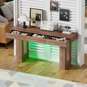 PAKASEPT 63" Extra Long Console Table with 3 Drawers, Wooden Narrow Entryway Table, for Hallway, Living Room - 1 of 4