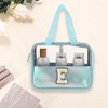 Unique Bargains Women's Clear Letter E Makeup Bag Blue 1 Pc - 2 of 3
