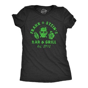 Womens Frank And Steins Bar And Grill T Shirt Funny Frankenstein Halloween Tee For Ladies - Crazy Dog Women's T Shirt - 1 of 4