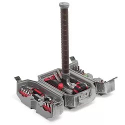 ThinkGeek, Inc. Marvel Avengers Thor's Hammer 44-Piece Tool Set | Mjolnir Toolbox All-In-One Kit