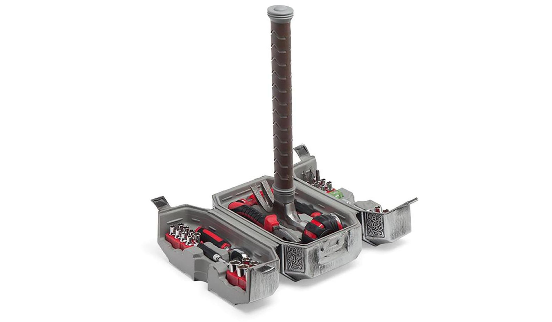 ThinkGeek, Inc. Marvel Avengers Thor's Hammer 44-Piece Tool Set | Mjolnir Toolbox All-In-One Kit