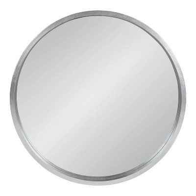 Elegant Round Wood and Silver 24" Wall Mirror