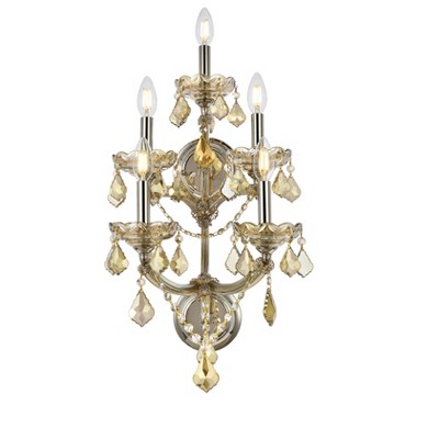 Elegant Lighting Maria Theresa 5 light Golden Teak Wall Sconce Golden Teak (Smoky) Royal Cut Crystal
