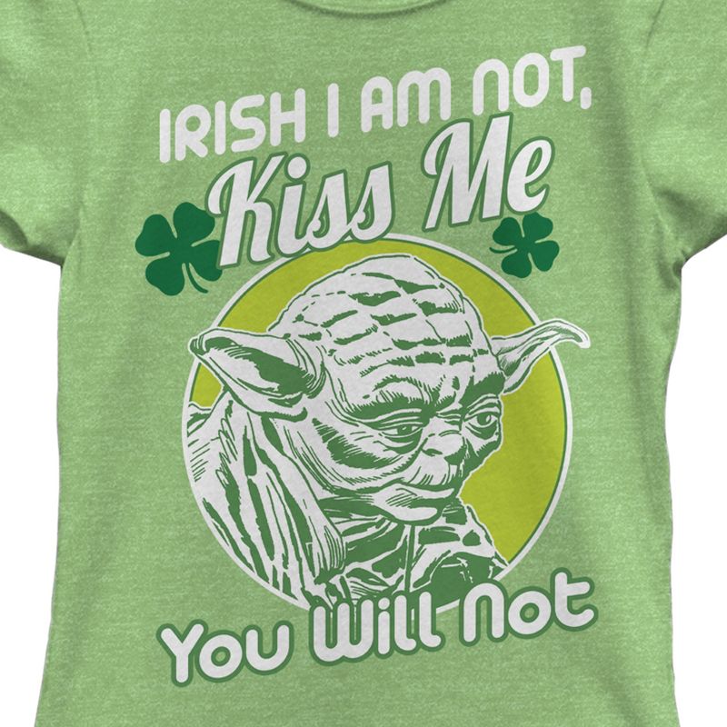 Girl's Star Wars St. Patrick's Day Yoda I am Not Irish Kiss Me You Will Not T-Shirt, 2 of 5