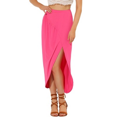Allegra K Women's Split Ruched High Waist Summer Beach Maxi Skirts