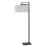 64" Metal/Wood Alloa Floor Lamp with Linen Shade Bronze - Cal Lighting