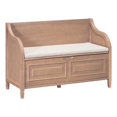 Cesicia Rustic Style Solid wood Entryway Multifunctional Storage Bench with Safety Hinge