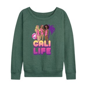 Women's - Barbie - Cali Life Lightweight French Terry Wide Neck Long Sleeve Shirt - 1 of 4