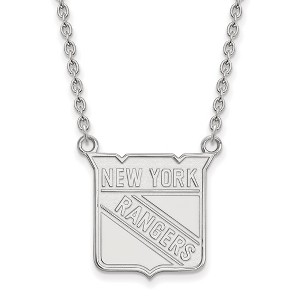 Black Bow Jewelry 10k White Gold New York Rangers NHL Necklace 18 Inch - 1 of 4