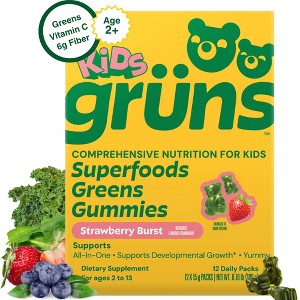 Grüns Kids' Low Sugar Superfoods Greens Gummies - 72ct/12 Servings - 1 of 4