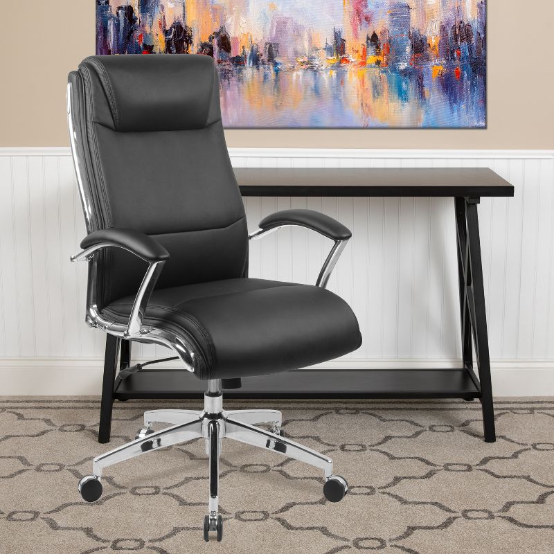 Flash Furniture High Back Designer Smooth Upholstered Executive Swivel Office Chair with Chrome Base and Arms, 2 of 7