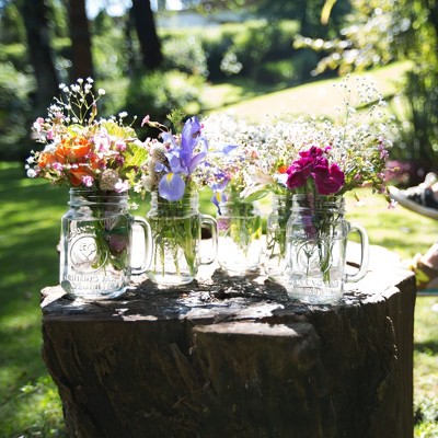 Libbey County Fair Clear Glass Drinking Jars with Handles, Set of 12
