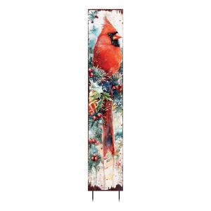 HomeRoots 42" Red Black And White Solid Wood Christmas Cardinal Garden Stake - 1 of 4