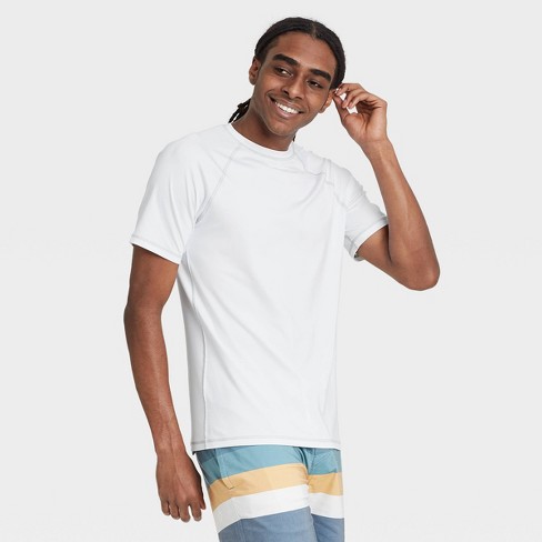 Men's Slim Fit Short Sleeve Rash Guard Swim Shirt - Goodfellow & Co™ White  XXL