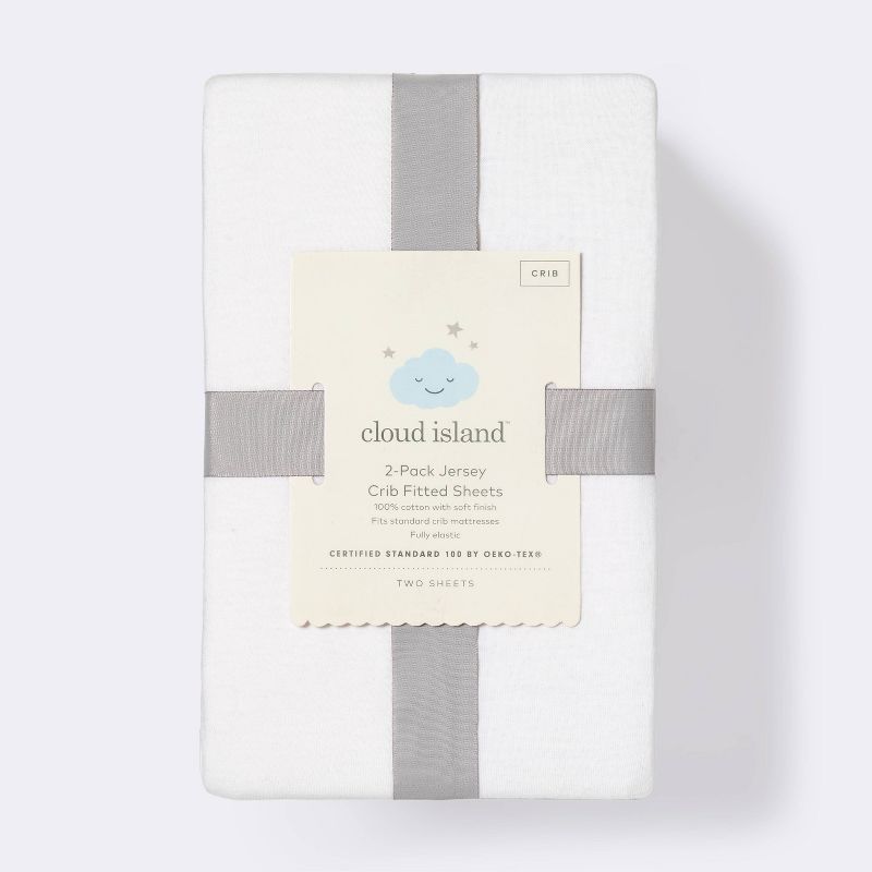 Fitted Jersey Crib Sheet - Cloud Island&#8482; - White 2pk, 4 of 5