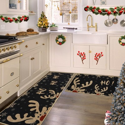 Christmas Doormat Xmas Deer and Snowflake Print Door Mat Entryway Floor Mats