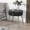 CAVINAS Coffee Tables for Living Room Φ19.6" Round Coffee Table Set of 2 Fluted 2 Side Table Set with Drawers, Black+Gold - 2 of 4