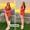 EXLURA Women's Summer Ruffle Short Sleeve Tie Back Romper Dress Square Neck A Line Cute Dressy Short Jumpsuits - 3 of 4