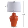 (Set of 2) 27.25" Winnie Ceramic Urn Table Lamp (Includes LED Light Bulb) Orange - JONATHAN Y: Modern Acrylic Base, Linen Shade - 4 of 4