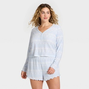 Women's Waffle Long Sleeve Top and Shorts Pajama Set - Wild Fable™ - 1 of 4
