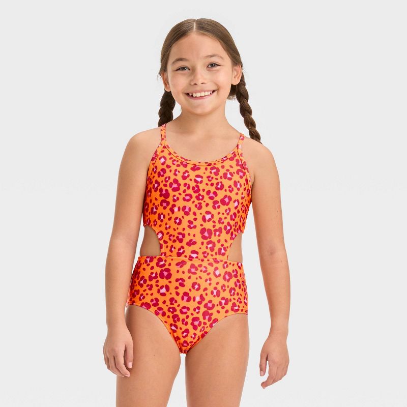 Girls' 2pk Easter Floral Printed One Piece Swimsuit Set - Cat & Jack™ Pink, 3 of 5