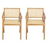 Okak Set of 2 Mid Century Rubberwood Arm/Armless Dining Chairs with Rattan Back,Farmhouse Accent Chairs for Dining Room,Restaurant - 3 of 4