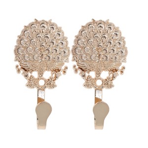 Unique Bargains Curtain Holdbacks Peacock Wall Hooks Zinc Alloy 3.74"x2.36" 1 Pair - 1 of 4