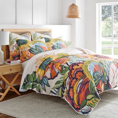 Grandiflora Multicolor Cotton King Reversible Quilt Set