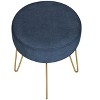 Kumasinova 14" Round Footrest Ottoman with Metal Hairpin Legs,Contemporary Footstool with Plush Upholstery for Living Room,Home Decor - 4 of 4