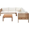 Nestfair Exotic Wood Structure Outdoor Sectional Sofa Set with Cushions Beige - 3 of 4