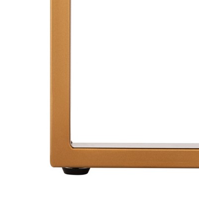 Navya Round Whitewashed Wood and Gold Metal Coffee Table