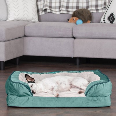 Celadon Green Medium Orthopedic Velvet Sofa Pet Bed