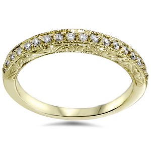 Pompeii3 1/2ct Yellow Gold Diamond Vintage Wedding Ring 14K - 1 of 3