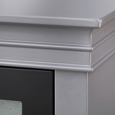 Charcoal Gray and Black MDF Buffet with Tempered Glass Doors