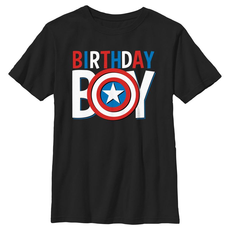 Boy's Marvel Birthday Boy Captain America Logo T-Shirt, 1 of 6
