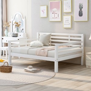 Full Size Daybed With Underearth Storage Space Thick Slat Panels Space Saving Wooden Daybed Frame No Box Spring Needed - 1 of 4