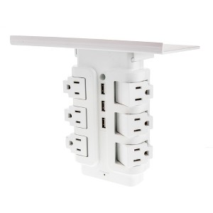 5 Star Super Deals Swivel Power Outlet Charging Tower Station Shelf - 6 Spin Rotating Wall Charger Ports + 3 Fast Charging USB - Surge Protector - 1 of 4
