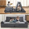 Docred Kids Couch Play Set, 8/10PCS Modular Kids Sofa Couch Fold Out Playhouse Set for Toddlers, Creative Foam Play Couchs Indoor - 4 of 4