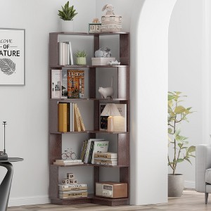 KWPZQEB Bookshelf, 6 Tier Bookshelves, Home Office Bookcase Shelf Storage Organizer, Free Standing Storage Shelving Unit for Living Room - 1 of 4