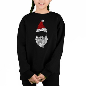 LA Pop Art Santa Claus - Girl's Word Art Crewneck Sweatshirt - 1 of 3