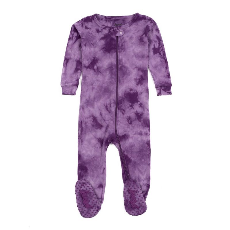 Leveret Kids Footed Cotton Tie Dye Pajama, 1 of 9