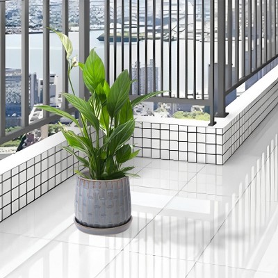 Hrinhom 2-Piece High-Quality Ceramic Flower Pot with Drainage Holes