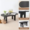 48" Modern Coffee Table Oval Coffee Table With Solid Wood Arched Legs For Living Room-Tanpinhause - 3 of 4