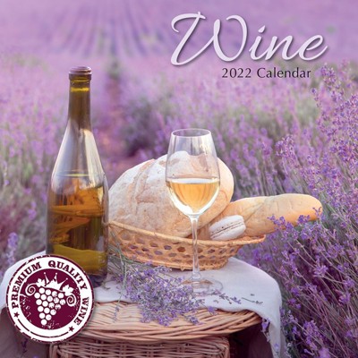 The Gifted Stationery 2021 - 2022 Monthly Wall Calendar, 16 Month, Wine Food Theme with Reminder Stickers, 12 x 12 in