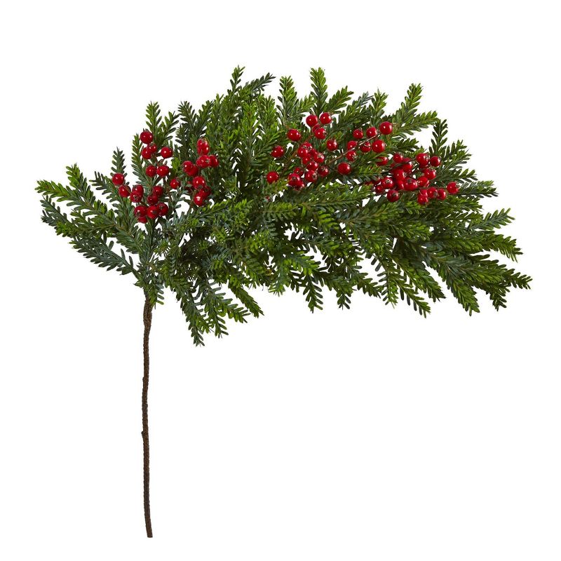 Nearly Natural 34-in Pine and Berries Artificial Plant (Set of 3), 3 of 5